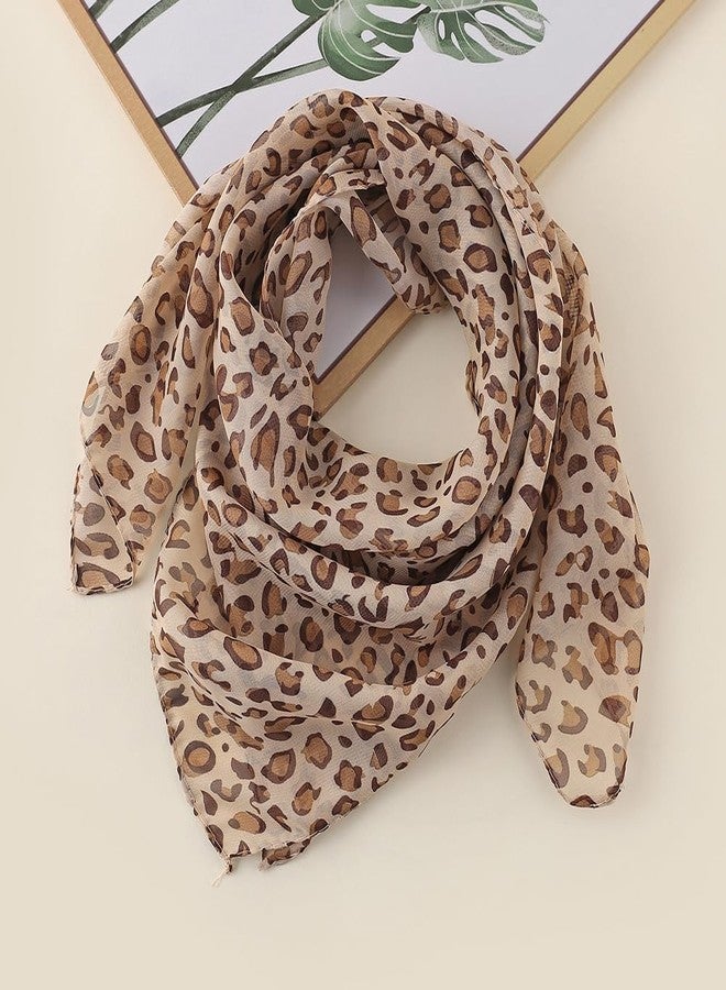 OVOY Women Leopard Scarf Lightweight Chiffon Square Scarf for Spring Summer Season Neck Scarves Leopard Accessory for Women - Image 4